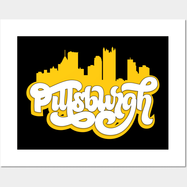 Cute Pittsburgh Skyline Wall Art by polliadesign